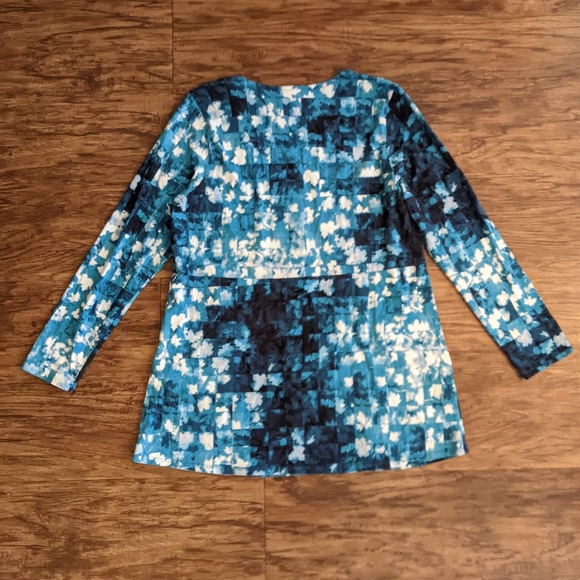 J. Jill Multi Color Blue Long Sleeve Tunic Top - Picture 2 of 10